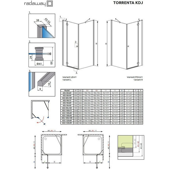 Душевое ограждение Radaway Torrenta KDJ 120х80 см L/R, хром/прозрачное - фото 3