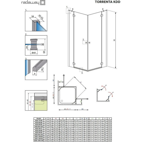 Душевое ограждение Radaway Torrenta KDD 80х80 см, хром/прозрачное - фото 3