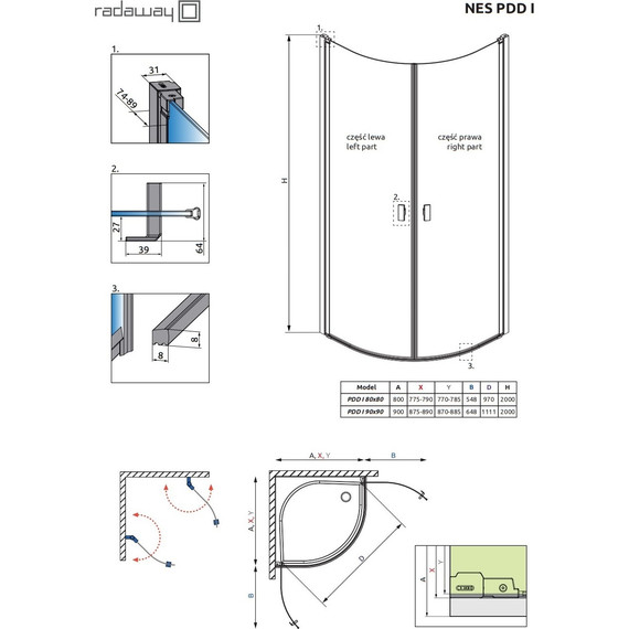 Душевое ограждение Radaway Nes PDD I 90х90 см, хром/прозрачное - фото 3