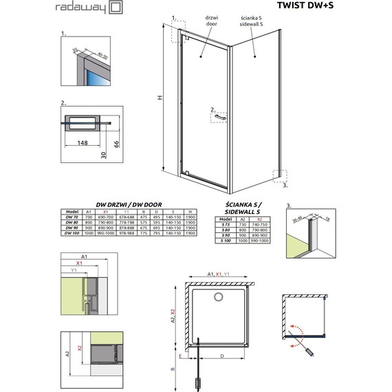 Душевая дверь Radaway Twist DW 100 см, хром/коричневое - фото 3