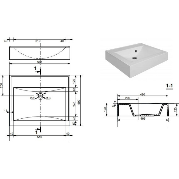 Раковина над стиральной машиной Эстет Комфорт 60 см, ФР-00000805 - фото 2