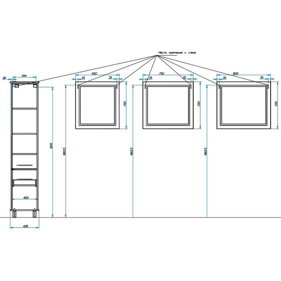 Пенал напольный Эстет Bali Classic 43 см, левый ФР-00002157 - фото 4