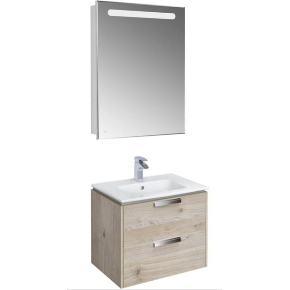 Тумба подвесная с раковиной Roca Lago 60 см 857295444, дуб светлый - фото 4