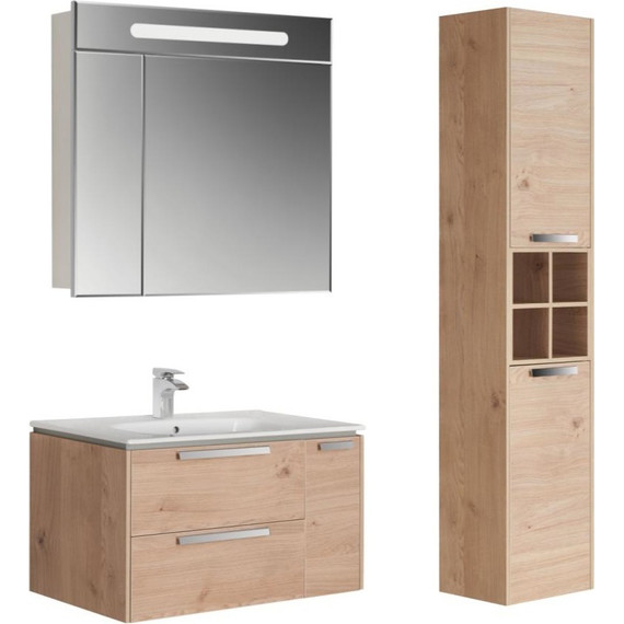 Тумба подвесная с раковиной Roca Lago 80 см 857296444, дуб светлый - фото 4