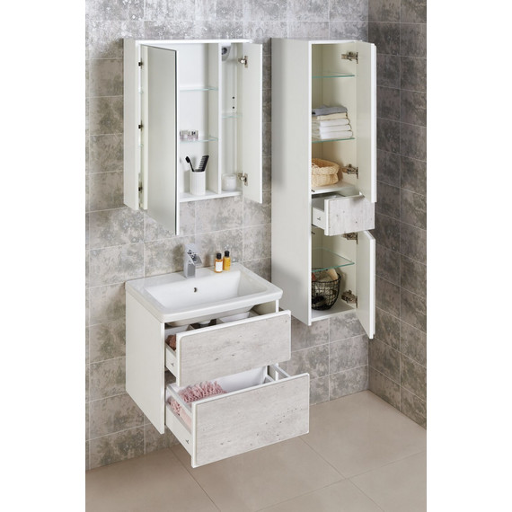 Зеркальный шкаф ROCA Ronda 60 см ZRU9303007, бетон/белый глянец - фото 5