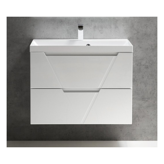 Тумба подвесная с раковиной BelBagno VITTORIA-800-2C-SO-BL 80 см, белый - фото 