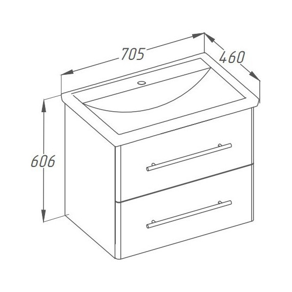 Тумба подвесная с раковиной Smile Арабеско 70 см, 2 ящика, белый - фото 4
