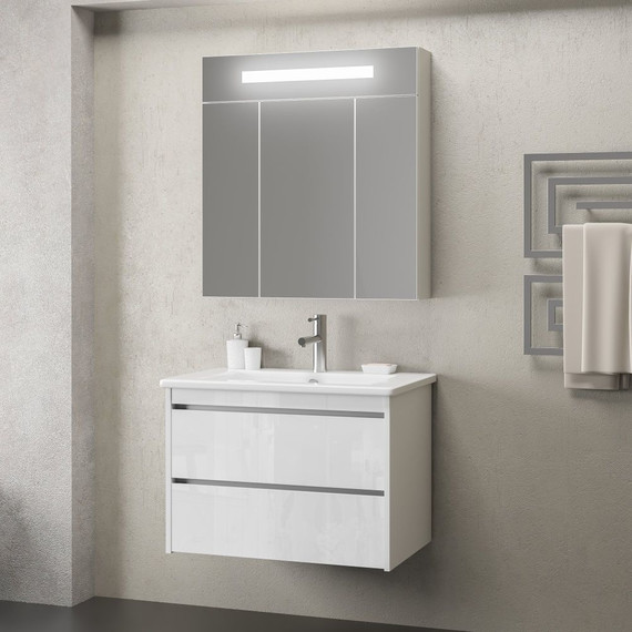 Тумба подвесная с раковиной Smile Фреш 80 см, 2 ящика, белый - фото 5