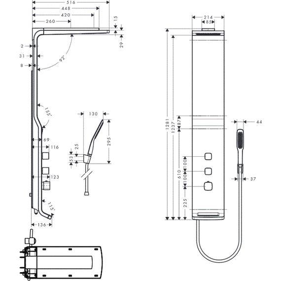 Душевая панель Hansgrohe Raindance Lift 180 2jet 27008400, белый/хром - фото 5