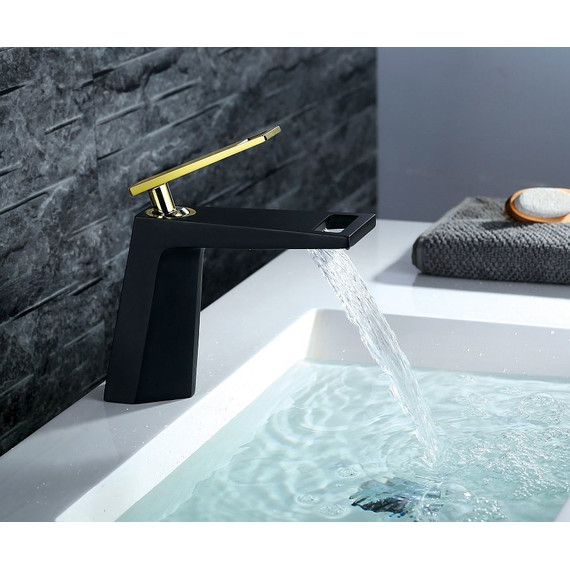 Смеситель для раковины Bronze de Luxe Quadro A919B, черный/золото - фото 4