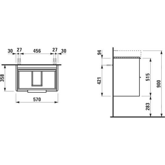 Тумба подвесная с раковиной LAUFEN BASE 60 см 4.0221.2.110.261.1 - фото 5