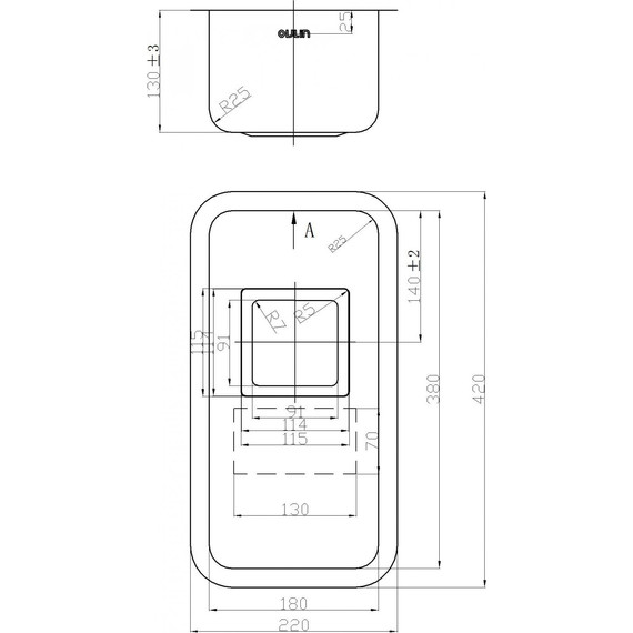 Кухонная мойка Oulin OL-0361 square 1,2 мм, нержавеющая сталь - фото 3