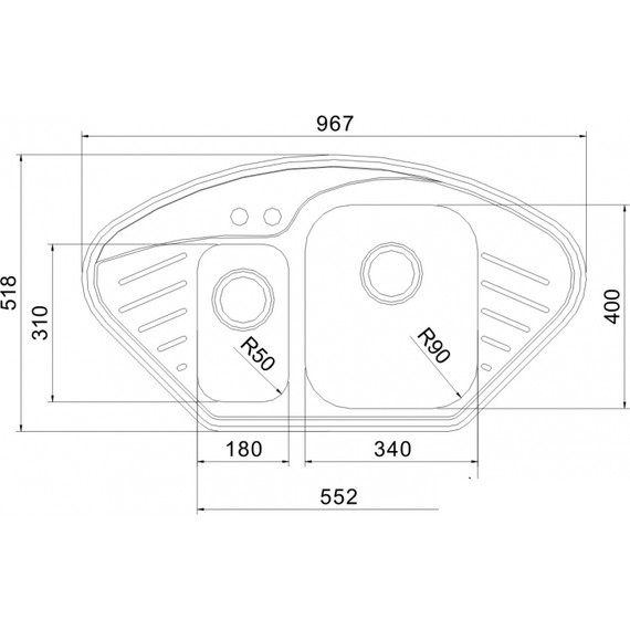 Кухонная мойка Oulin OL-310 1 мм, нержавеющая сталь - фото 4