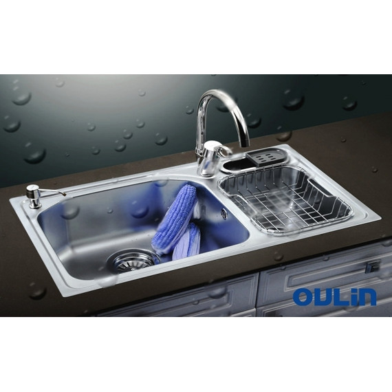 Кухонная мойка Oulin OL-H9818 0,8 мм, нержавеющая сталь - фото 6