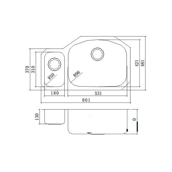 Кухонная мойка Oulin OL-U601 1,2 мм, нержавеющая сталь - фото 5