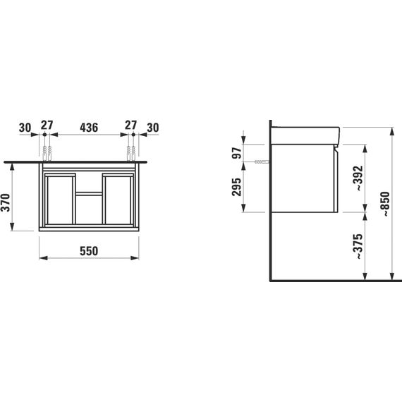 Тумба подвесная с раковиной Laufen PRO S 60 см 4.8303.2.095.463.1, белый - фото 5