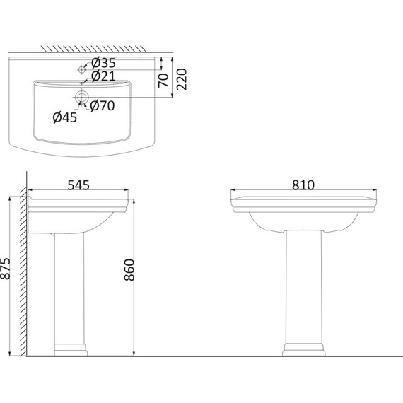 Раковина с пьедесталом Creo Ceramique Orleans 80 см - фото 2