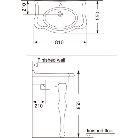 Раковина подвесная Creo Ceramique Orleans 81 см OR3300 - фото, картинка 2 Раковина подвесная Creo Ceramique Orleans 81 см OR3300 - фото 2