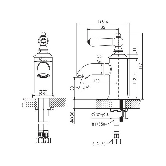 Смеситель для раковины Bravat Art F175109U, бронза, Цвет производителя: бронза - фото 2