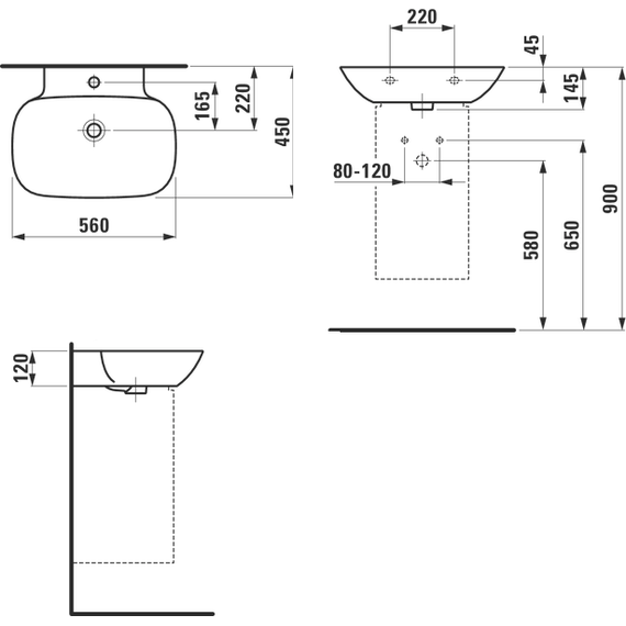 Раковина подвесная Laufen INO 56 см 8.1030.2.000.104.1 - фото, картинка 5 Раковина подвесная Laufen INO 56 см 8.1030.2.000.104.1 - фото 5