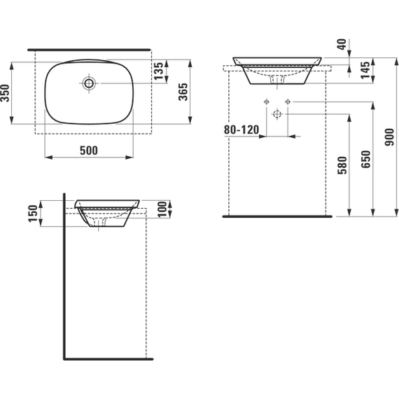 Раковина врезная на столешницу Laufen INO 50 см 8.1730.2.000.109.1 - фото, картинка 6 Раковина врезная на столешницу Laufen INO 50 см 8.1730.2.000.109.1 - фото 6