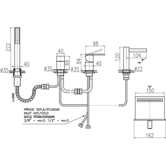 Смеситель для ванны Rav-Slezak Loira, LR566.5P, хром - фото 2
