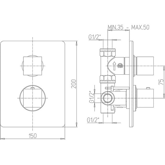 Смеситель для душа с термостатом Paini Dax 84CR690TH, хром - фото 3