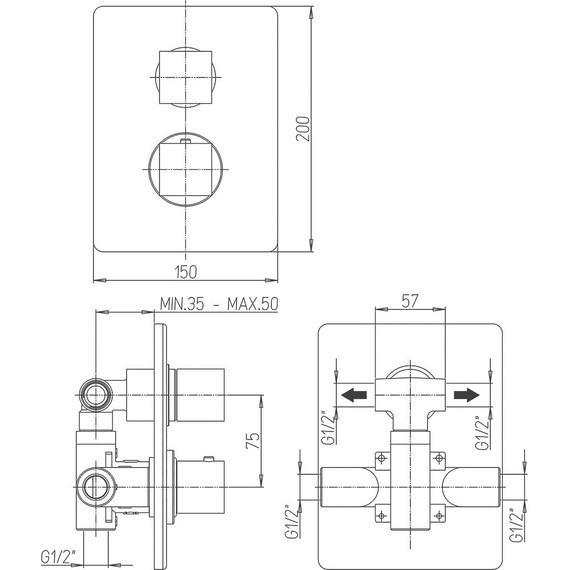 Смеситель для душа с термостатом Paini Dax 84CR691TH, хром - фото 3