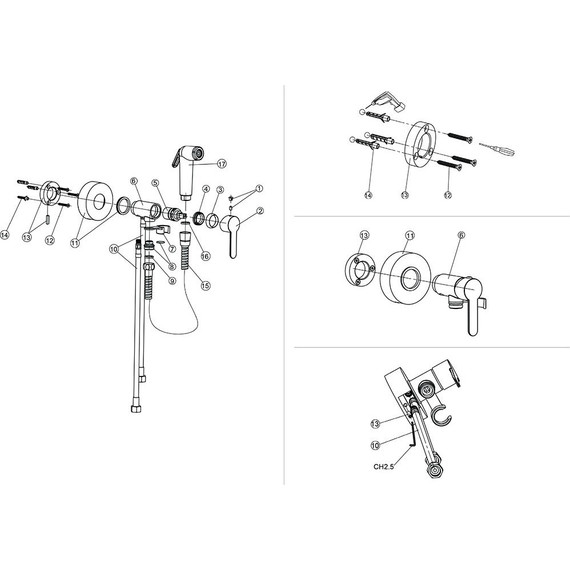 Набор для гигиенического душа Paini Aosta 92CR304KM (Наружный монтаж) - фото, картинка 2 Набор для гигиенического душа Paini Aosta 92CR304KM (Наружный монтаж) - фото 2