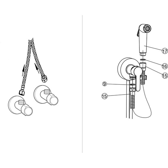 Набор для гигиенического душа Paini Aosta 92CR304KM (Наружный монтаж) - фото, картинка 3 Набор для гигиенического душа Paini Aosta 92CR304KM (Наружный монтаж) - фото 3