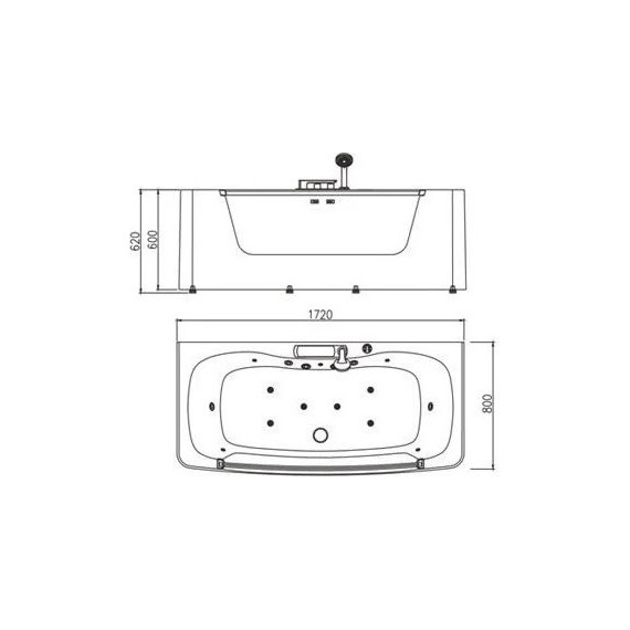Ванна гидромассажная Appollo AT-9075T 170х80 см - фото 8