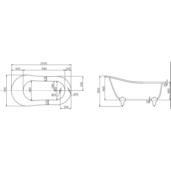 Ванна отдельностоящая BelBagno BB06-1550 155х76 см, Размер - мм: 1500х800 - фото, картинка 3 Ванна отдельностоящая BelBagno BB06-1550 155х76 см, Размер - мм: 1500х800 - фото 3
