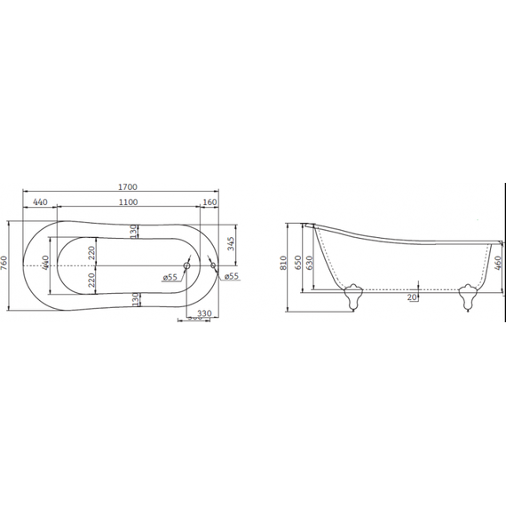 Ванна отдельностоящая BelBagno BB06-1700 170х76 см, Размер - мм: 1700х800 - фото, картинка 3 Ванна отдельностоящая BelBagno BB06-1700 170х76 см, Размер - мм: 1700х800 - фото 3