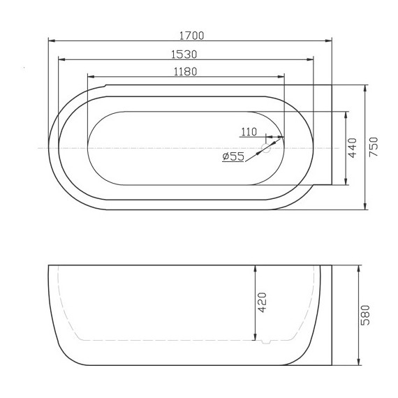 Ванна акриловая BelBagno BB11-1700R 170х75 см - фото, картинка 4 Ванна акриловая BelBagno BB11-1700R 170х75 см - фото 4