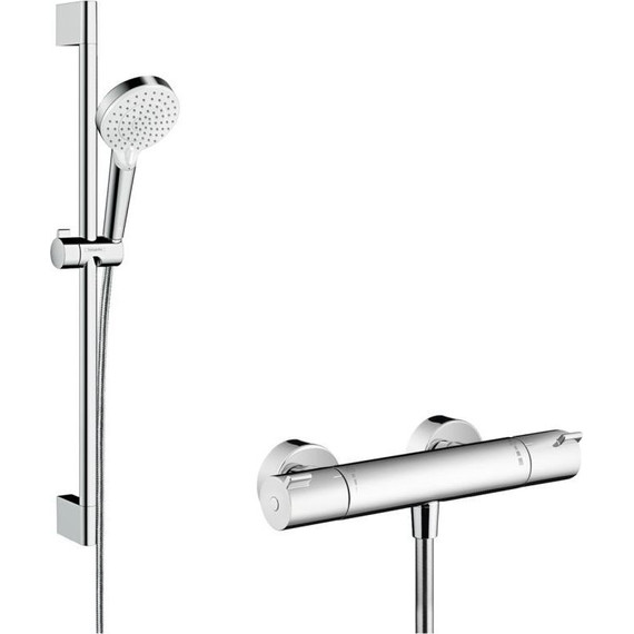 Душевой комплект для душа с термостатом Hansgrohe Crometta 27812400, белый/хром - фото 