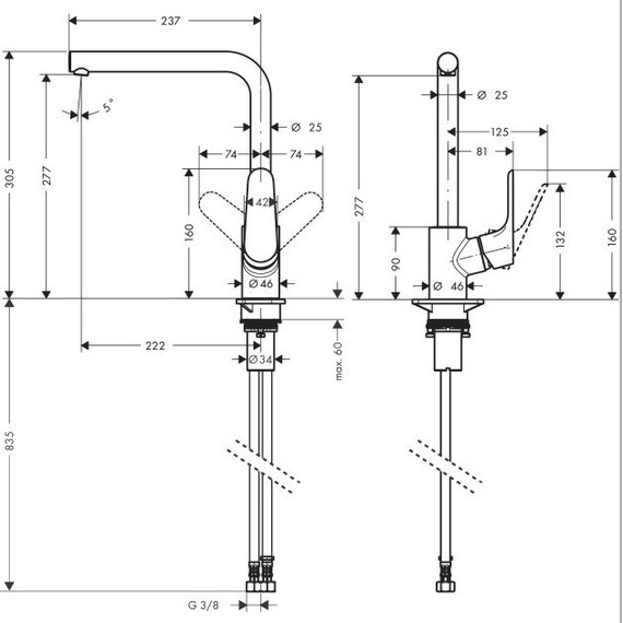 Смеситель для кухни Hansgrohe Focus 31817800, сталь - фото 2