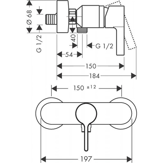 Смеситель для душа Hansgrohe Metris S 31660000 - фото, картинка 4 Смеситель для душа Hansgrohe Metris S 31660000 - фото 4