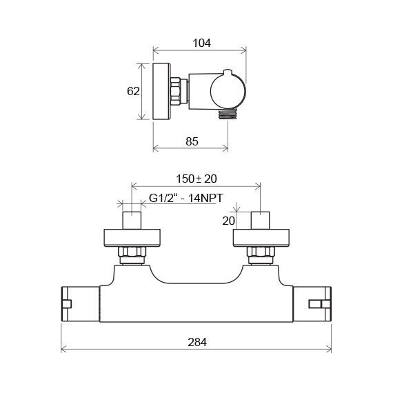 Смеситель для душа с термостатом Ravak Termo TE 032.00/150 X070034 - фото 4