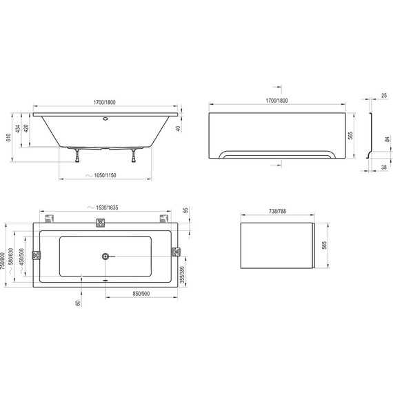 Ванна акриловая Ravak Formy 01 180х80 см C881000000 - фото, картинка 11 Ванна акриловая Ravak Formy 01 180х80 см C881000000 - фото 11