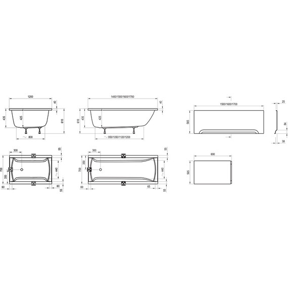 Ванна акриловая Ravak Classic 170х70 см C541000000, Размер - мм: 1700х700 - фото, картинка 10 Ванна акриловая Ravak Classic 170х70 см C541000000, Размер - мм: 1700х700 - фото 10