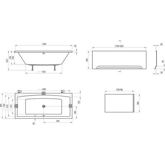 Ванна акриловая Ravak Formy 02 180х80 см C891000000, Размер - мм: 1800х800 - фото, картинка 9 Ванна акриловая Ravak Formy 02 180х80 см C891000000, Размер - мм: 1800х800 - фото 9