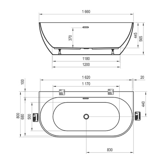 Ванна акриловая Ravak Freedom W 165х80 см XC00100024, Размер - мм: 1650х800 - фото 6