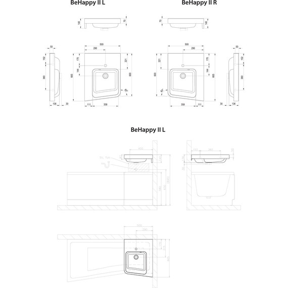 Раковина угловая Ravak BeHappy II 50х66 см XJAL1100001 L - фото, картинка 5 Раковина угловая Ravak BeHappy II 50х66 см XJAL1100001 L - фото 5