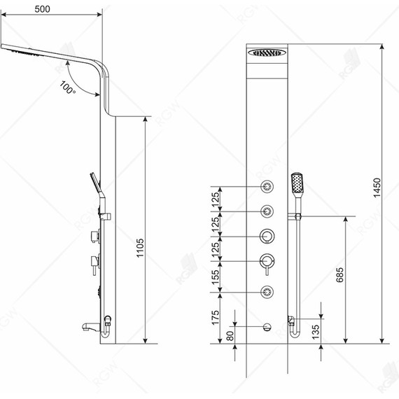 Гидромассажная панель RGW SP-05 21140105-14, черный - фото 2