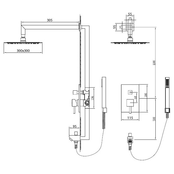 Душевая система для ванны RGW SP-54 B 21140854-04, черный - фото 2
