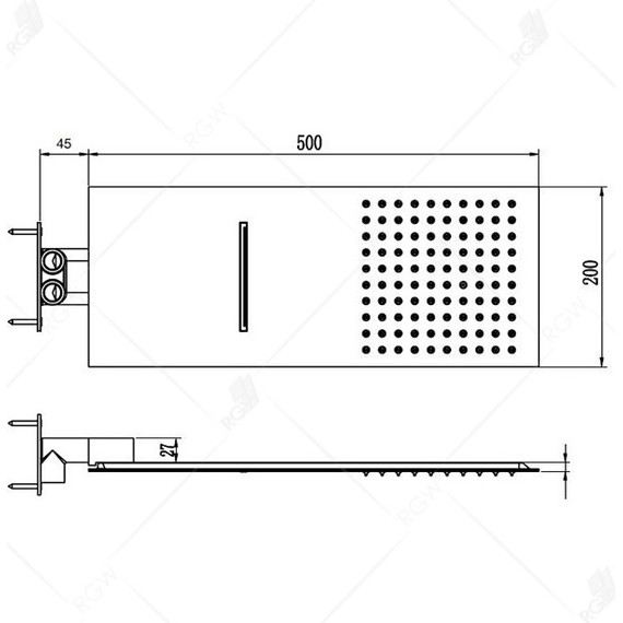 Верхний душ RGW SP-64 21140364-01(200х500 мм) латунь - фото 2