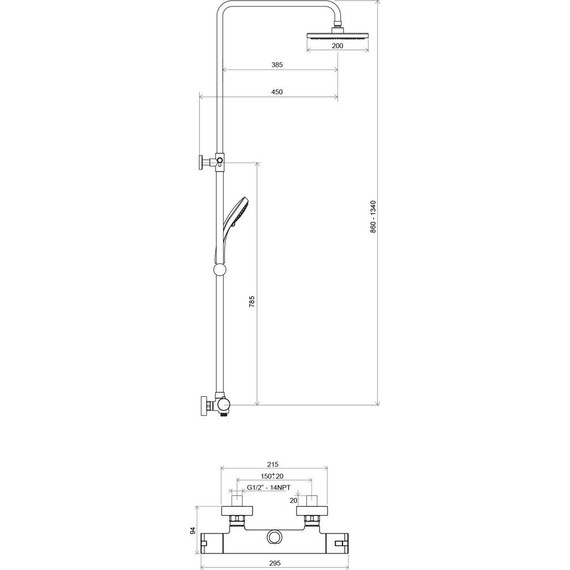 Душевая стойка с термостатом Ravak Termo TE 091.00/150 X070058 - фото 6