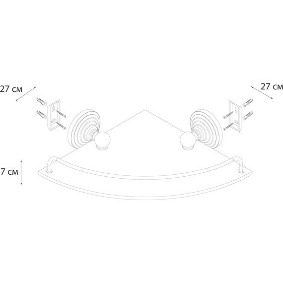 Стеклянная полка Fixsen Retro FX-83803A 25 см, цвет бронза - фото 3