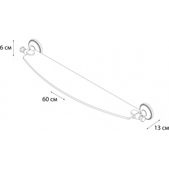Стеклянная полка Fixsen Alfa GR-9503 60 см, цвет античная латунь - фото 2