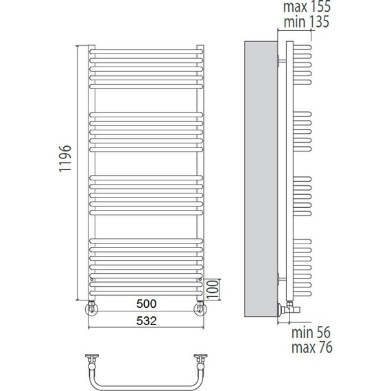 Полотенцесушитель водяной Terminus Стандарт П22 500х1196 мм 4620768886201 - фото 4